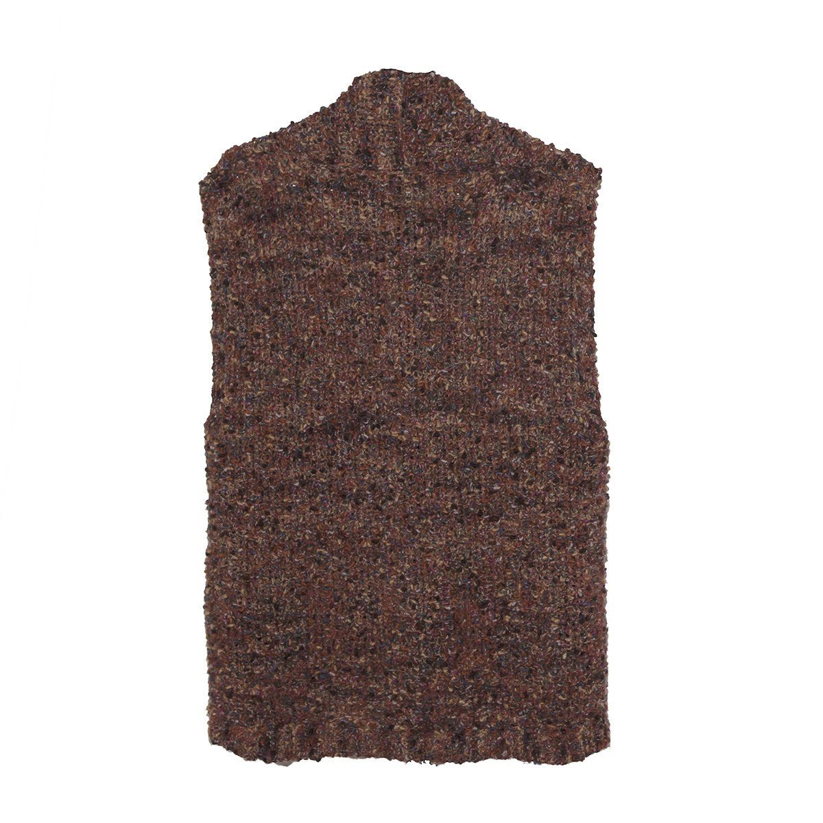 1970s Long Brown Vest, Nubby Hand-Knit