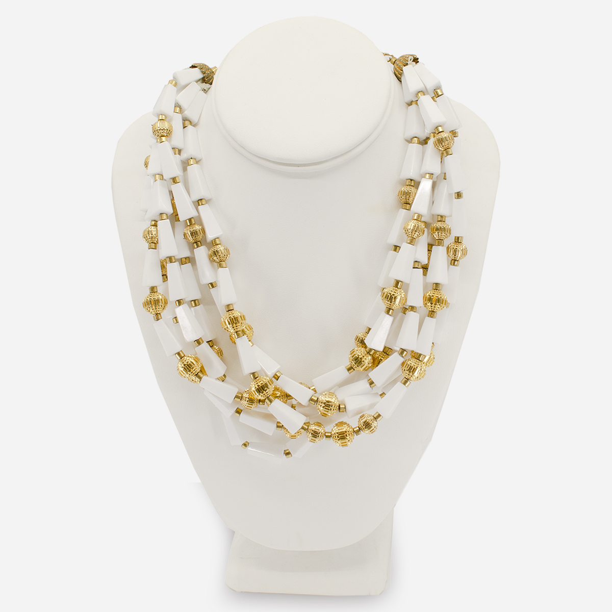 White beads multi-strand necklace