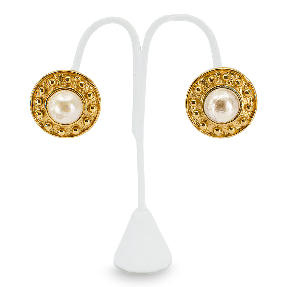 YSL Pearl Button Earrings