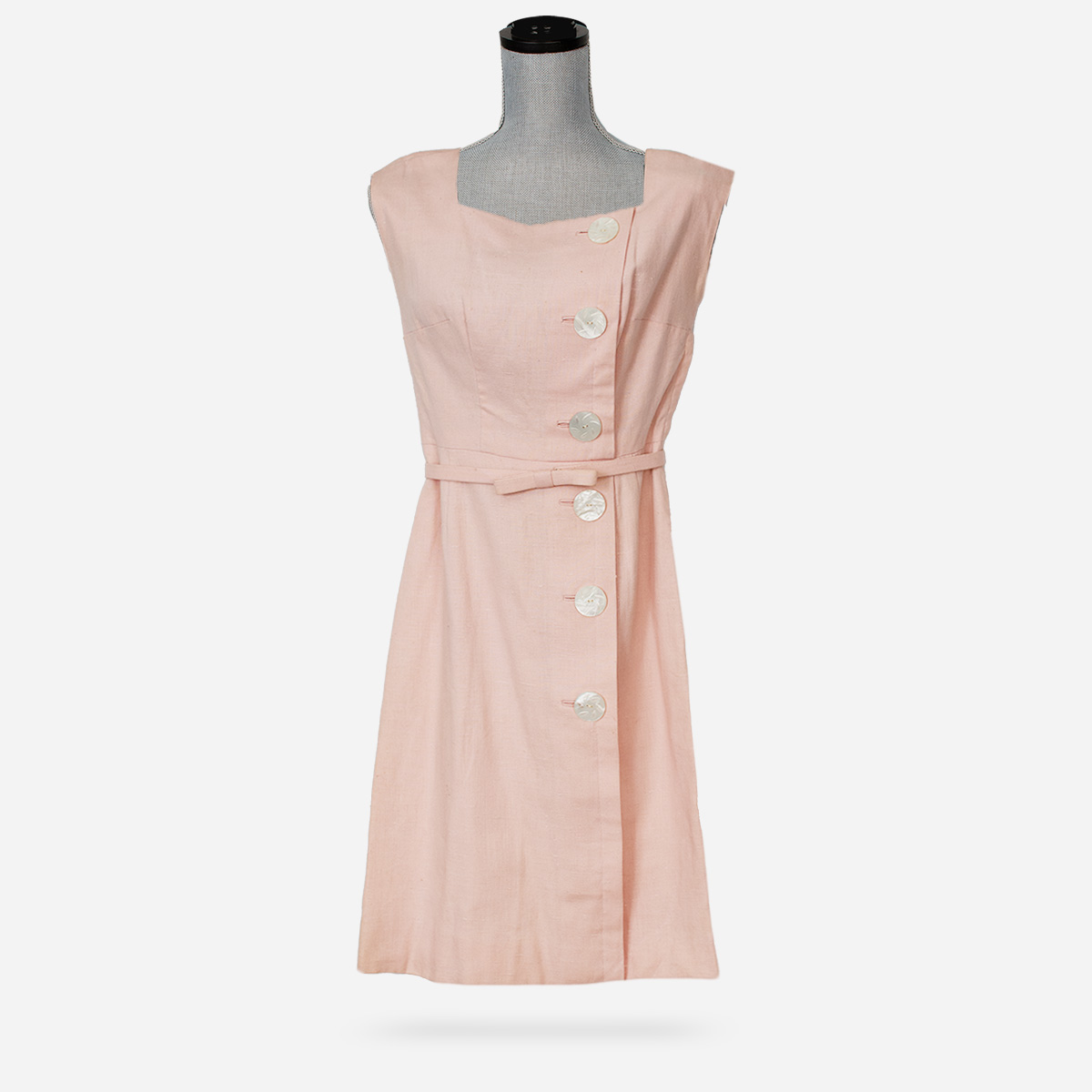 vintage pink dress, xxs, linen