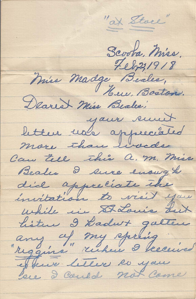 Mare Hare 1918 letter