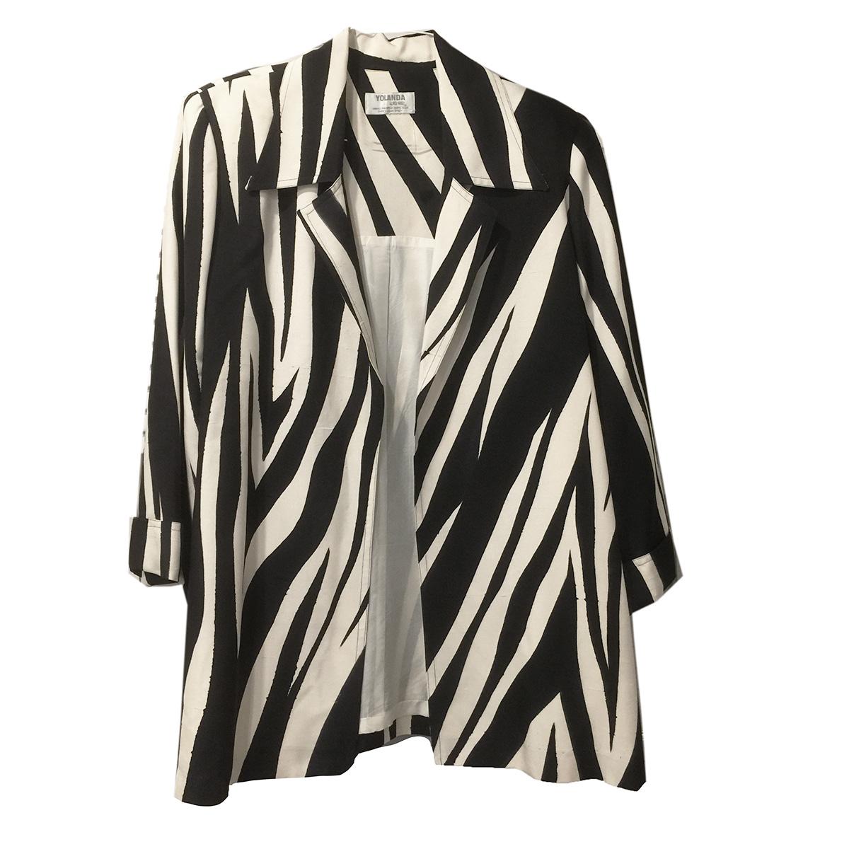Yolanda Hand-painted Zebra Print Silk Jacket