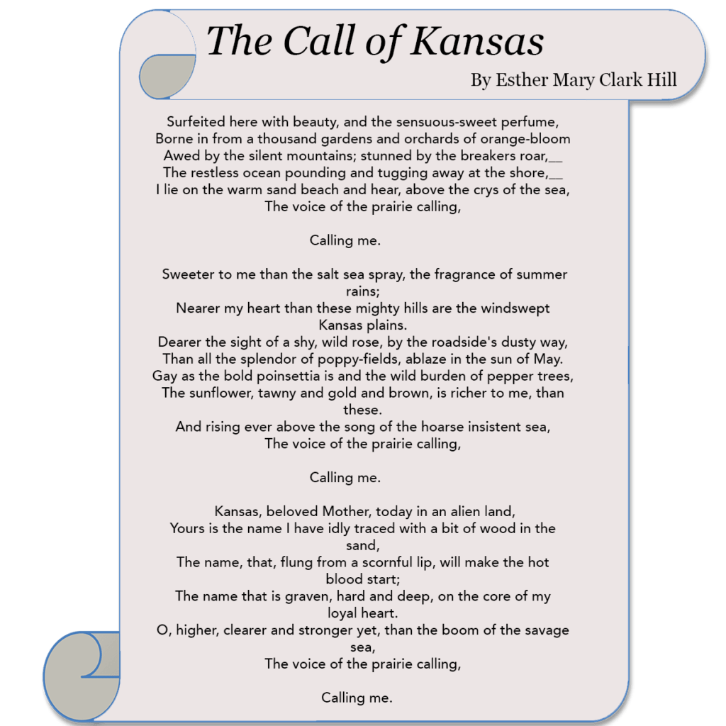 Call of kansas poem by Esther Mary Clark Hill