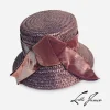 Leslie James label Purple Straw Hat