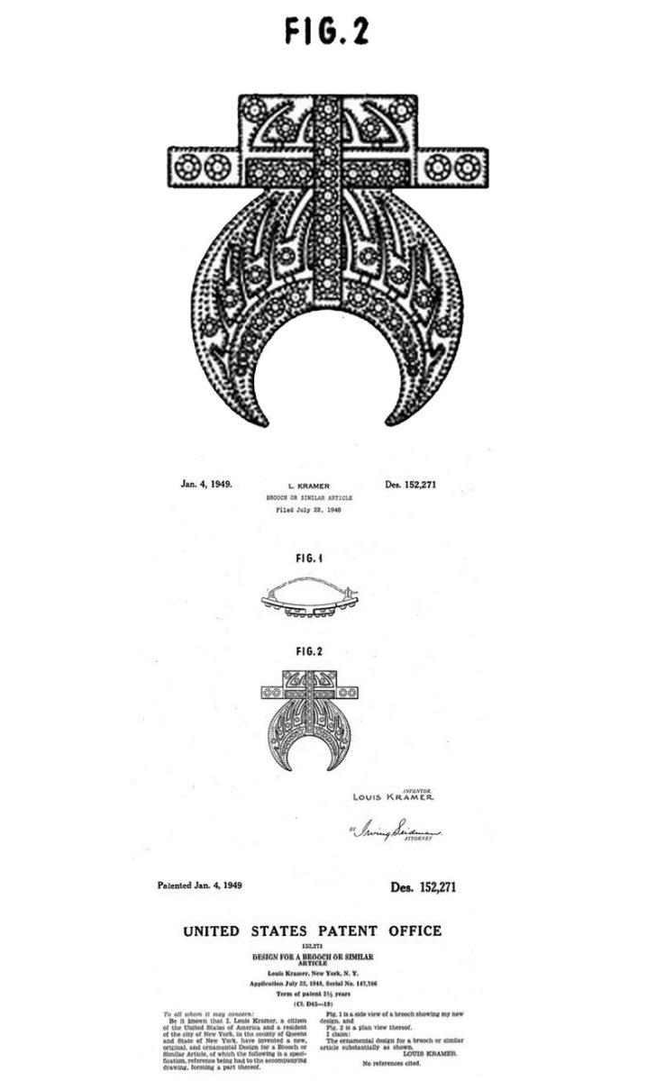 Jewelry design patent 1940s