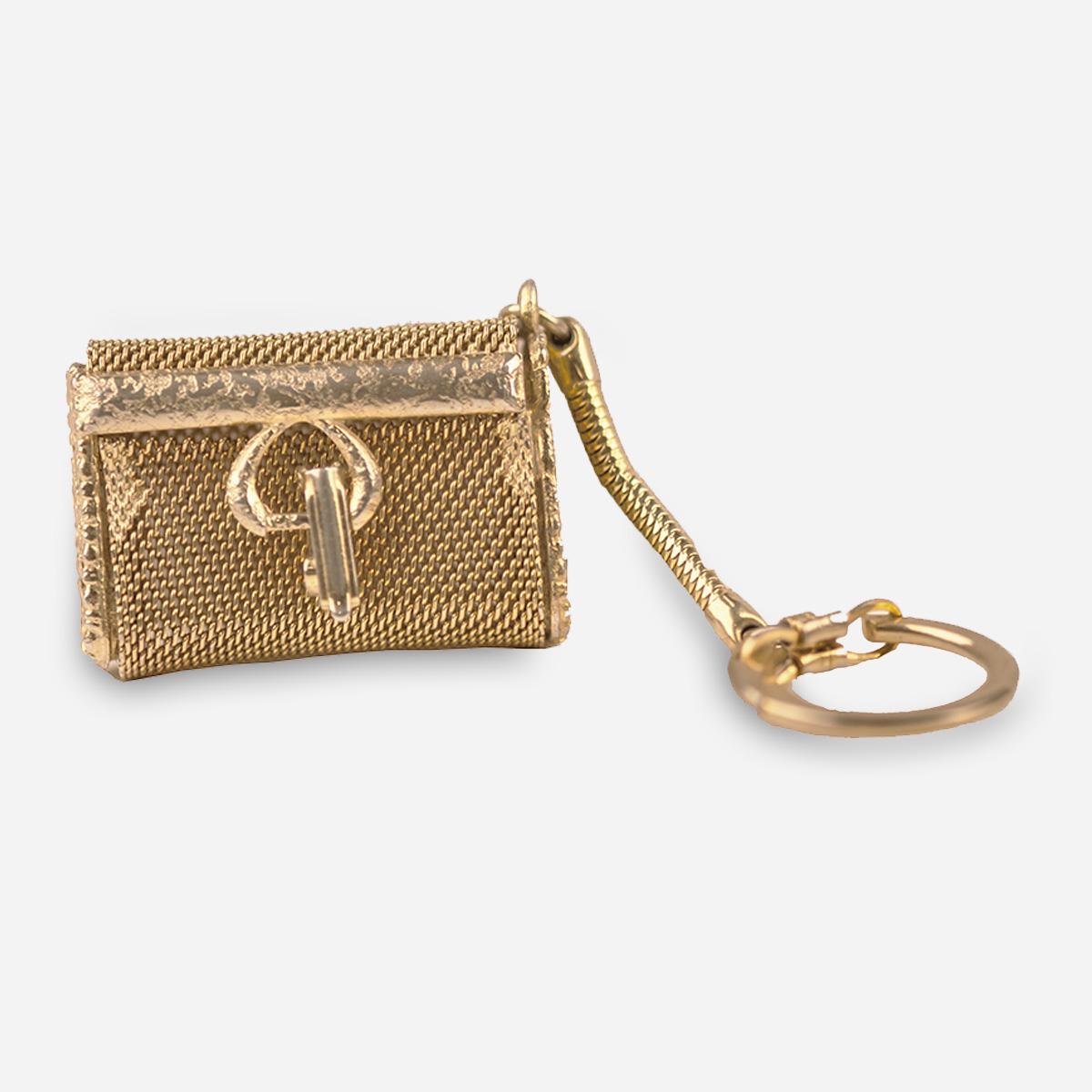 Gold Metal mesh handbag keychain