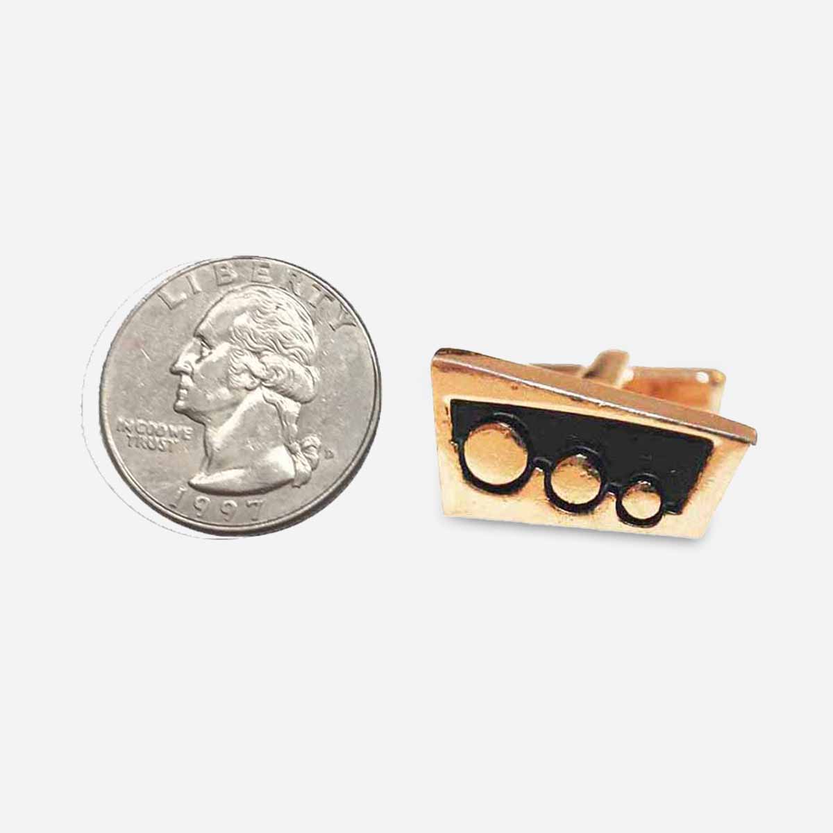 50s / 60s Black and Gold Cufflinks and Tie Clip Set. 1950s / 