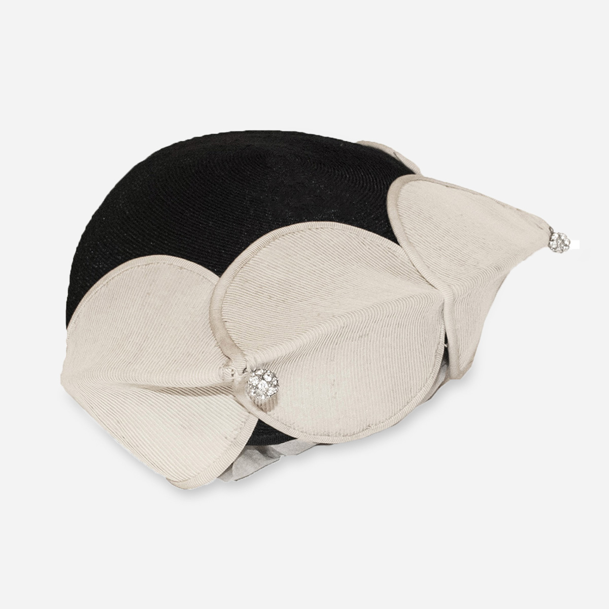 black and white cocktail hat