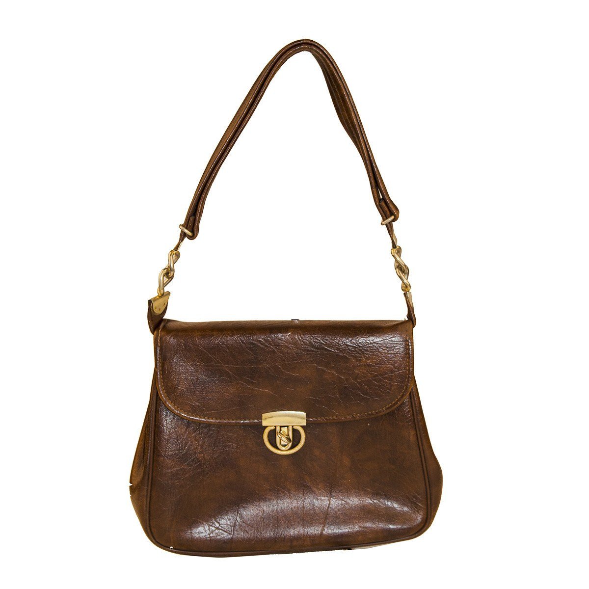 1960s Brown Faux Leather Saddlebag Handbag by JR Florida, Julius Resnick