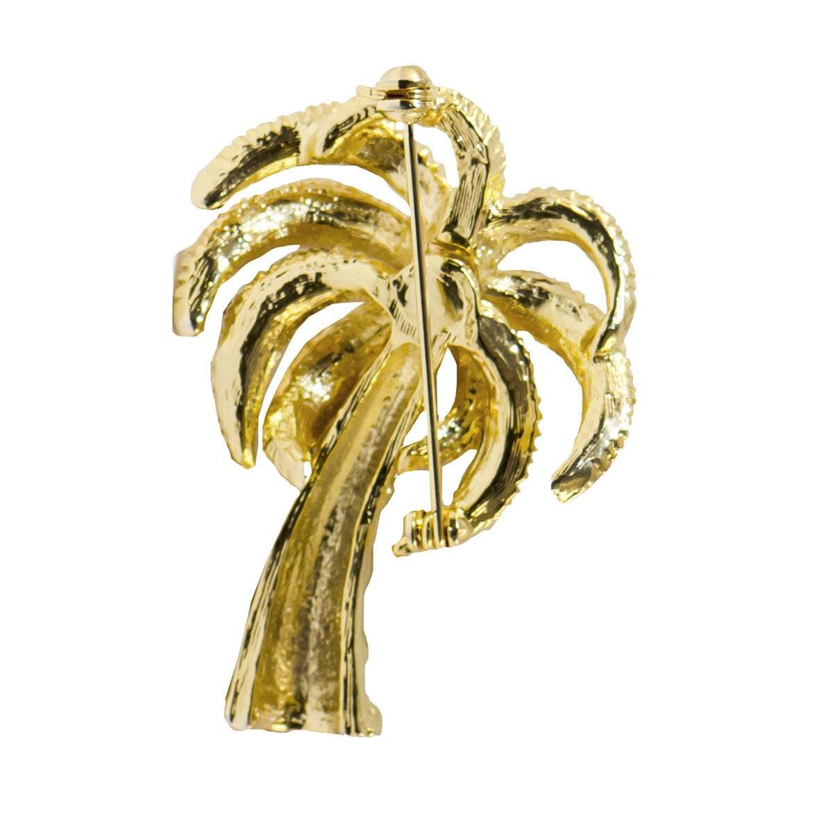 Vintage 80s Gold Palm Tree Brooch