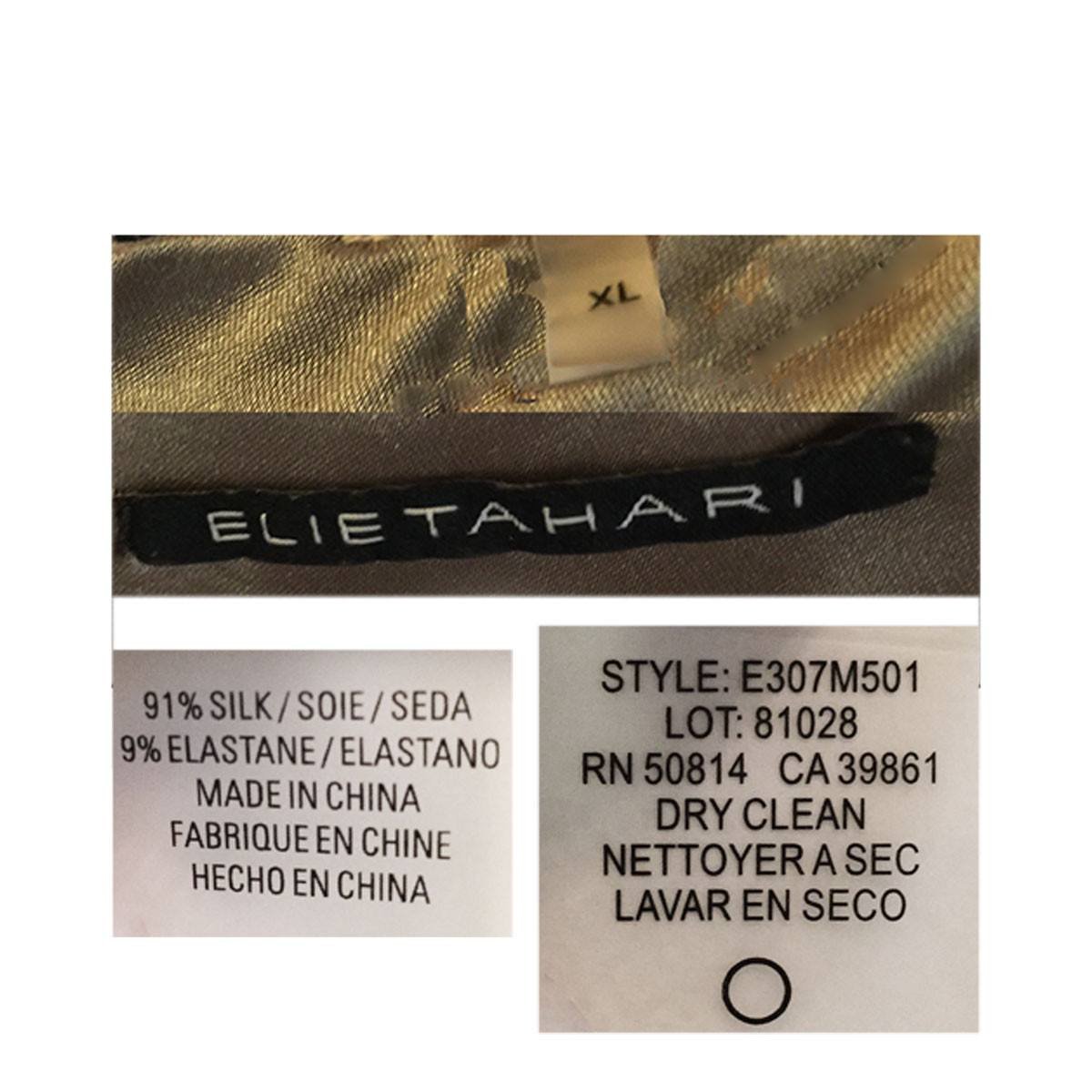Elie Tahari Silk Shell, Abstract Tie Dye in Gray, Green & Purple, Size XL
