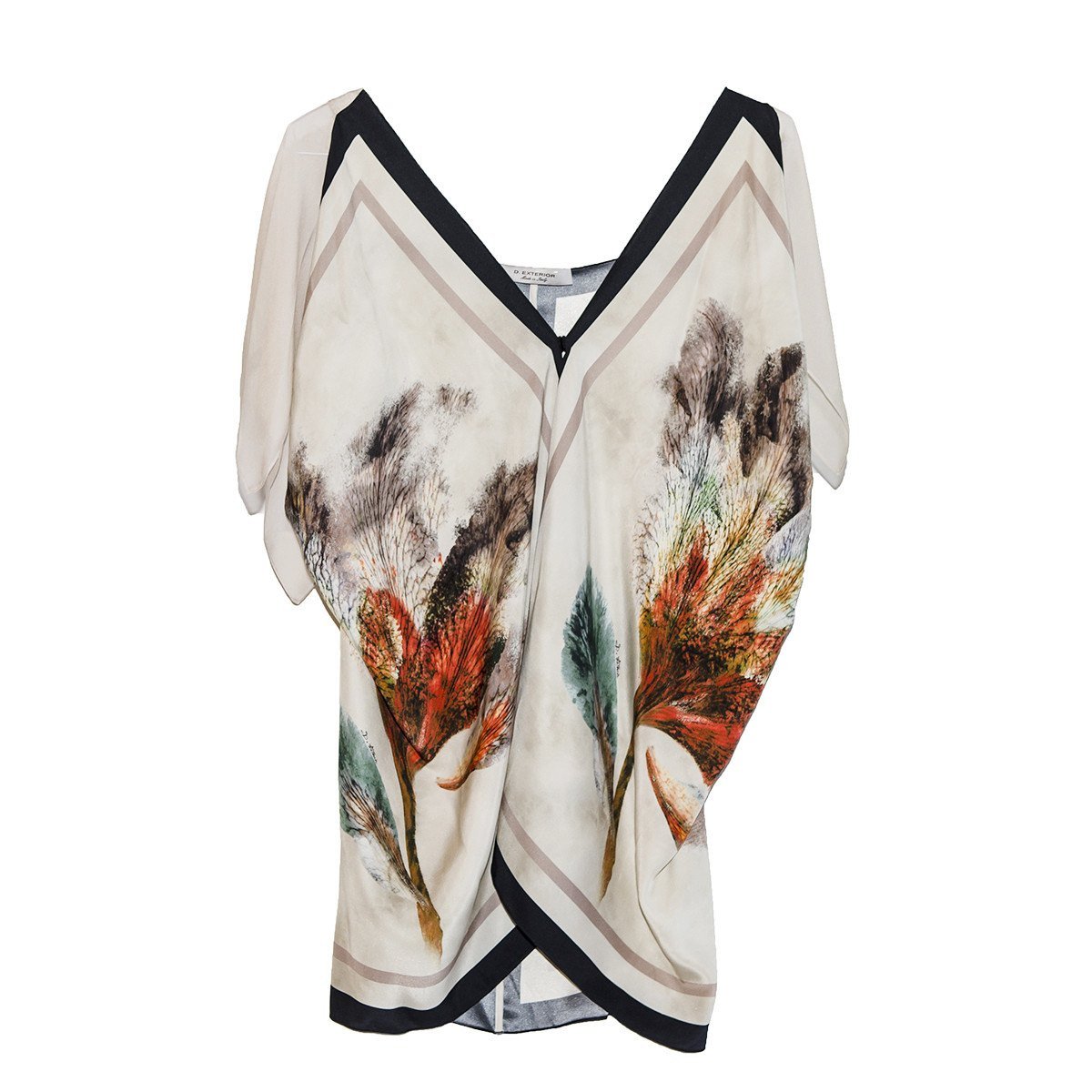 Abstract Floral Print Silk Tunic by D. Exterior