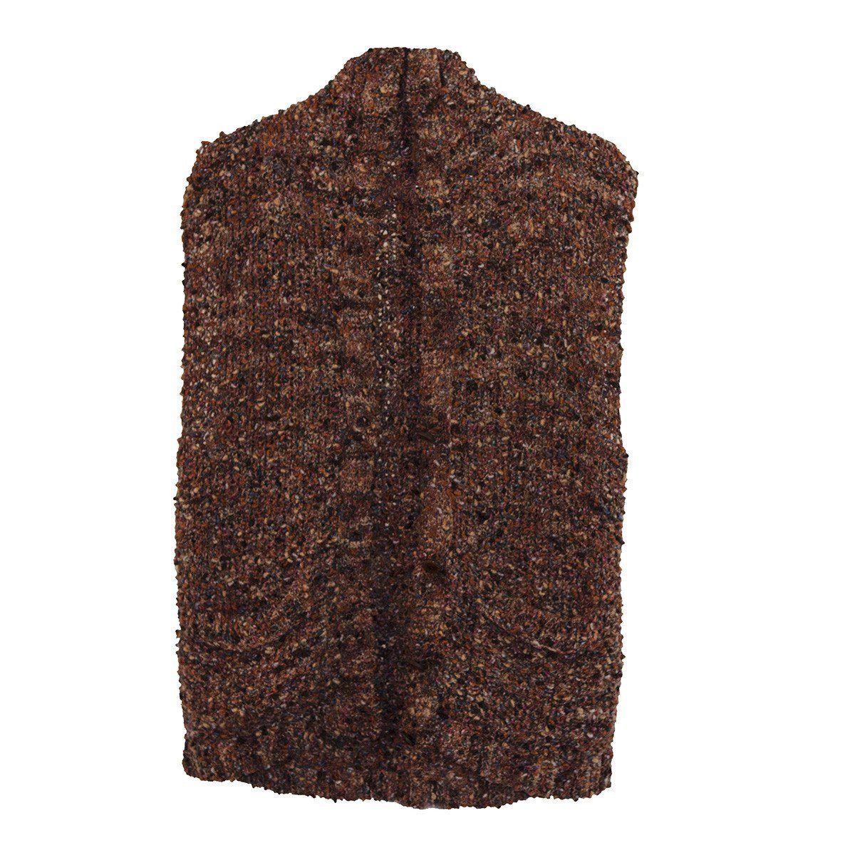 1970s Long Brown Vest, Nubby Hand-Knit