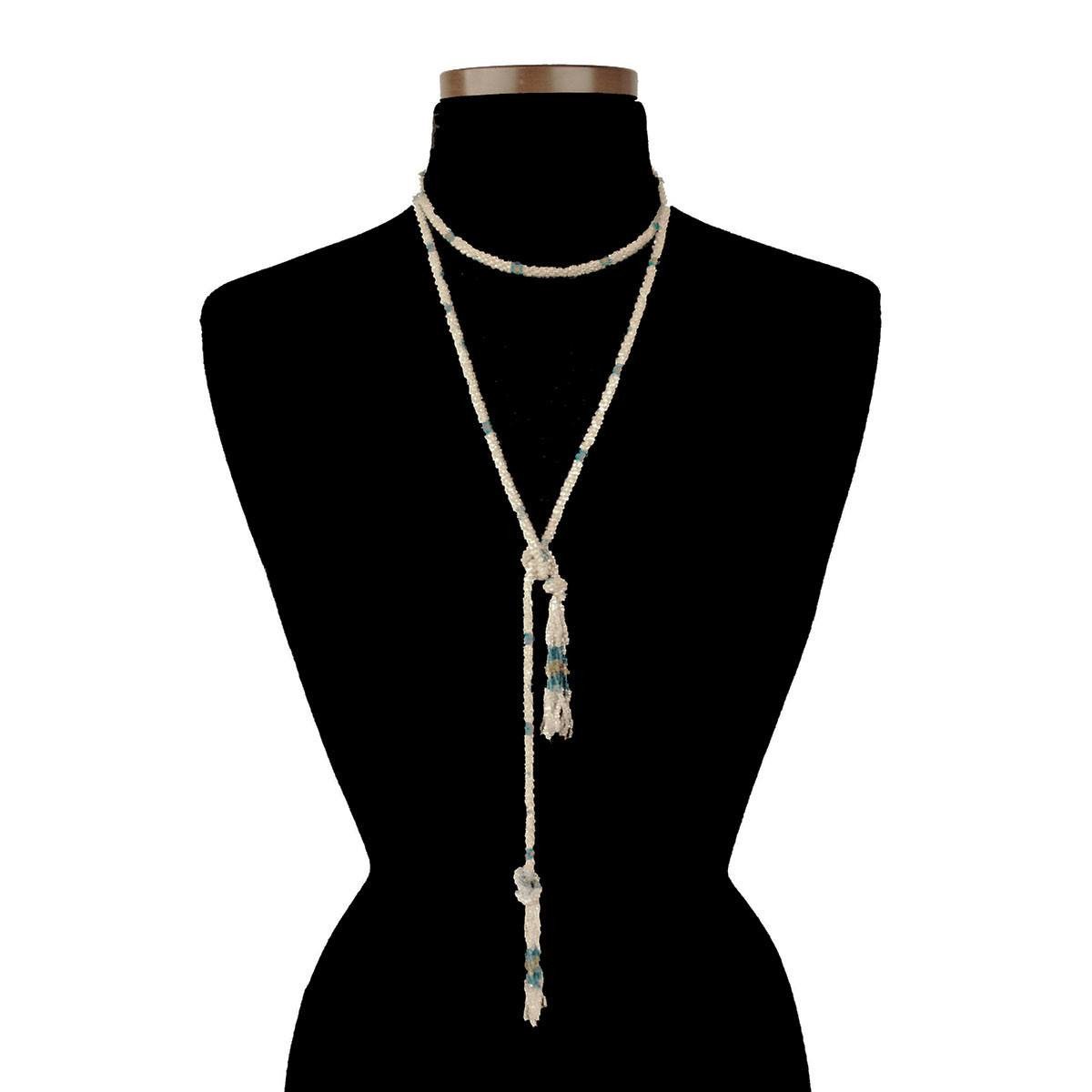 Vintage Glass Bead Tassel Sautoir Necklace, Flapper Style