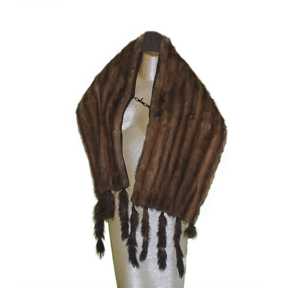 1930s Wild Brown Mink Stole with Head & Tails