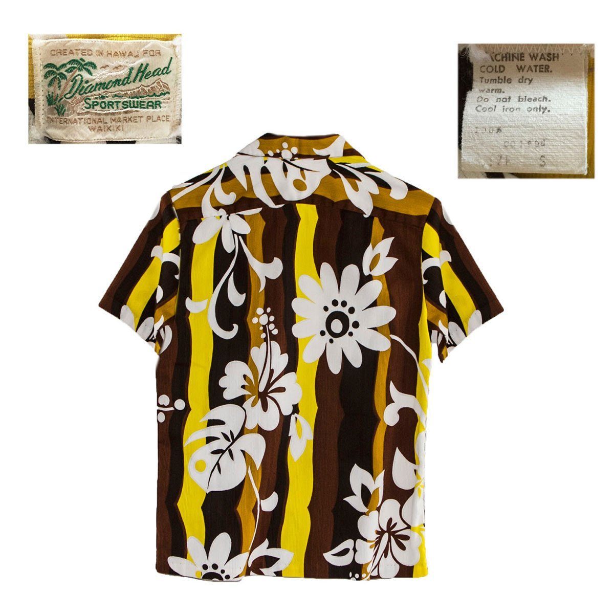 1960s Hawaiian Shirt, Diamond Head Sportswear, Size Extra Small