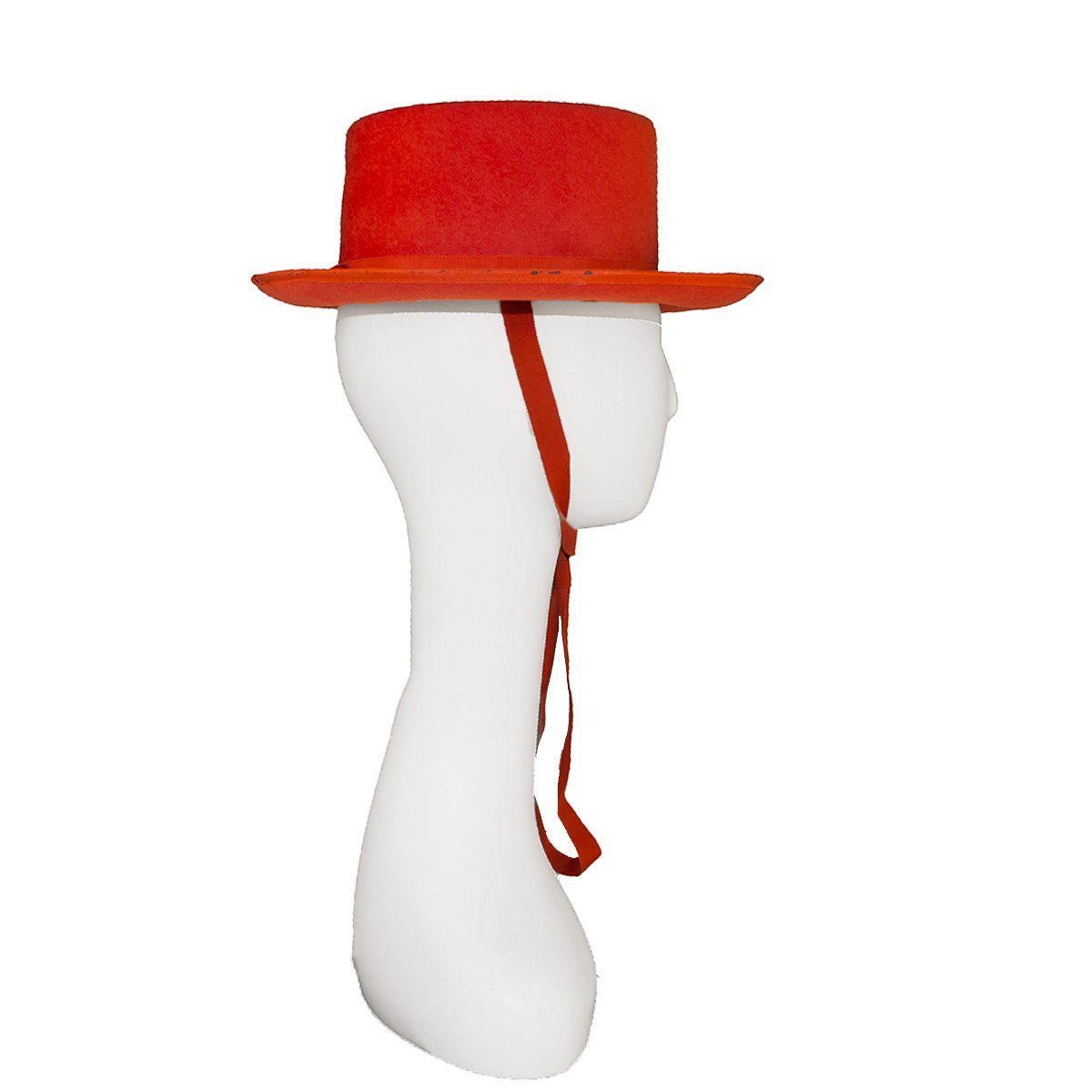 Vintage Orange Wide Brim Hat, Adjustable Tie, Ruth Gallin Millinery, Hat Size 20.5