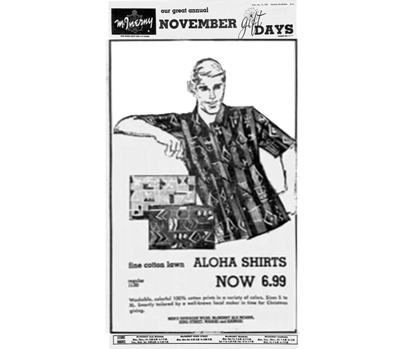 Vintage 1960s Hawaiian Shirt, McInerny Iolani Palace, Size Small