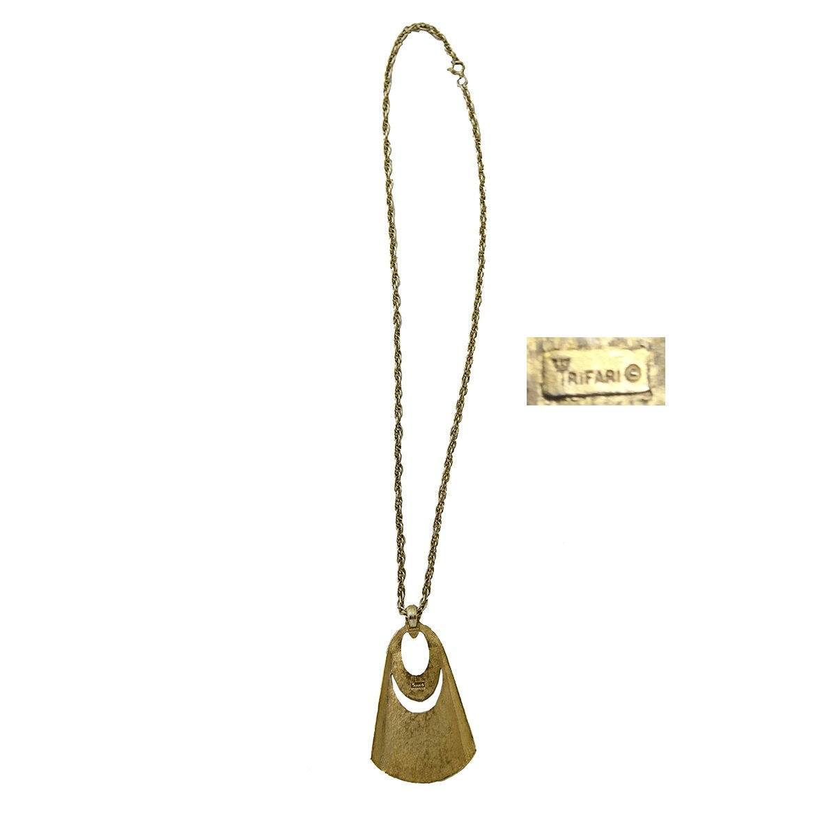 1960s Crown Trifari Necklace,  Modernist Pendant Necklace