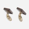brown and silver Cufflinks locking cufflinks