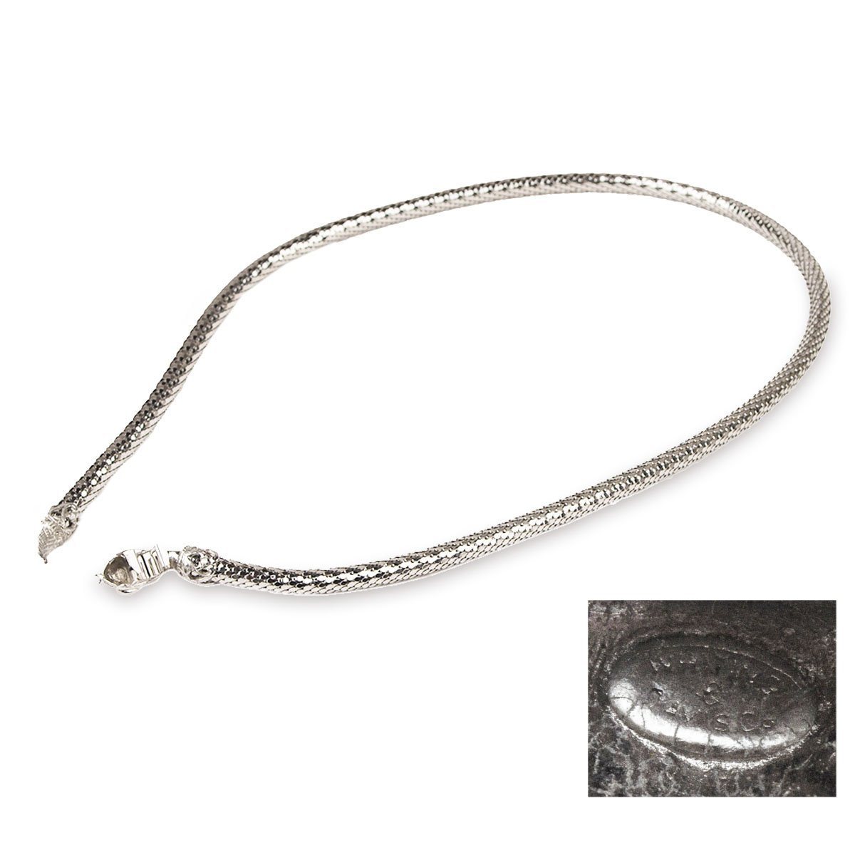 Whiting & Davis Snake Belt/Necklace, Silver Metal Mesh, adjustable