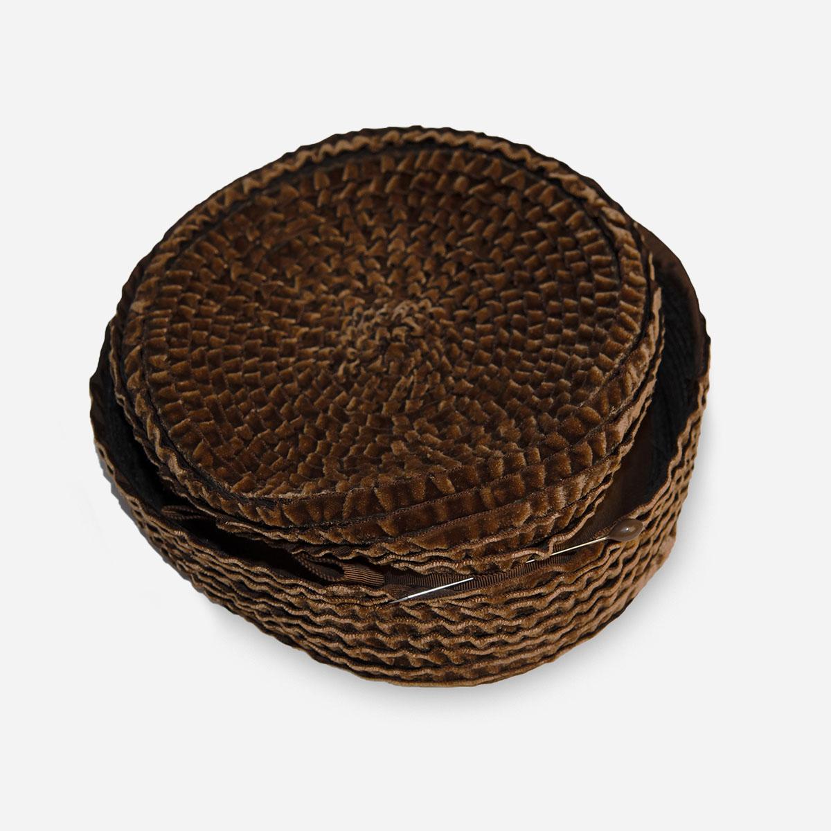 vintage Brown Pillbox hat