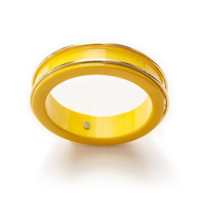 Vintage 1970s Dior Bangle Bracelet, Yellow & Gold Lucite