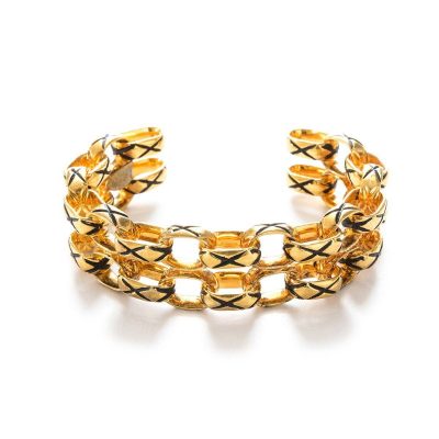 VIntage 80s Chanel Gold Plated Link Cuff Bracelet