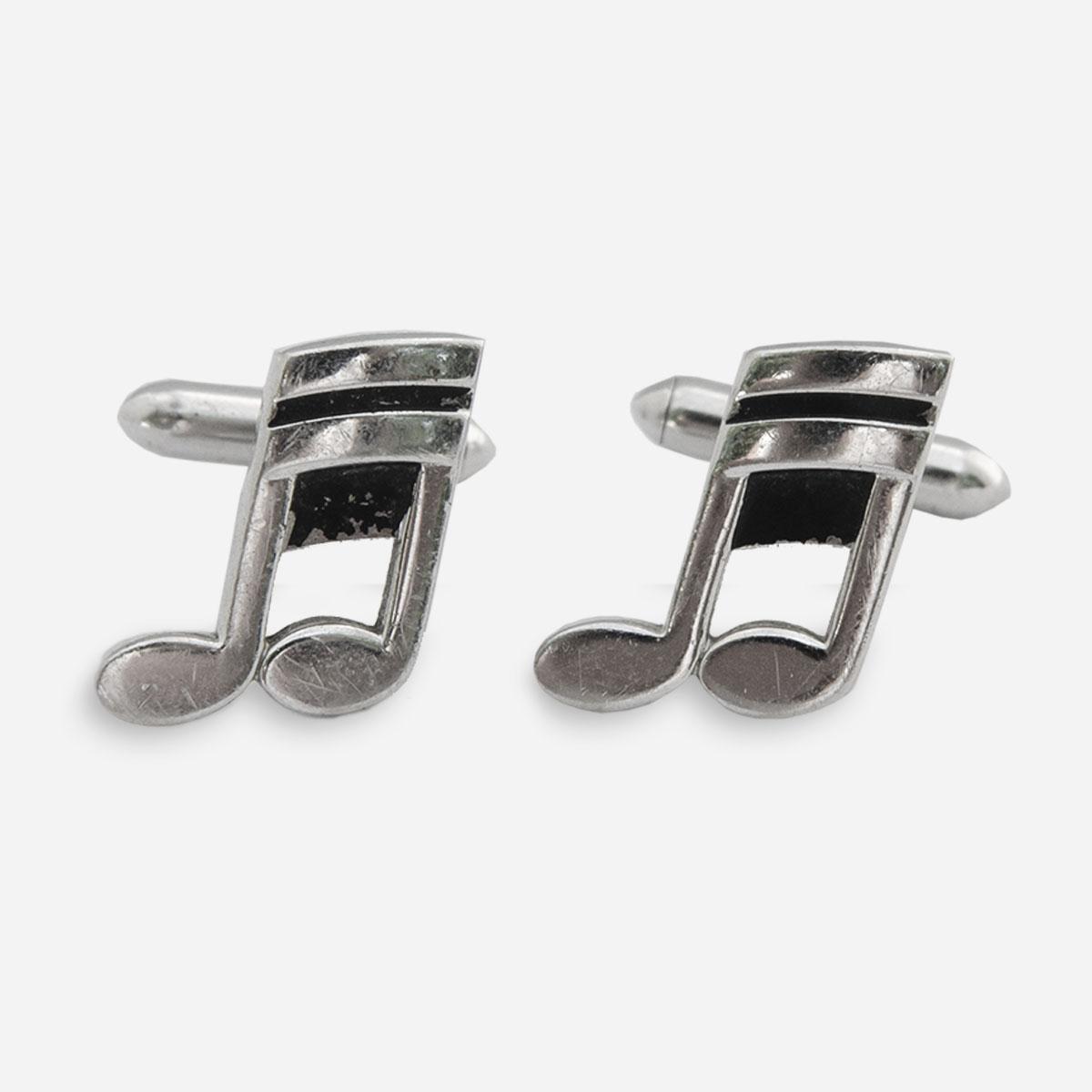 silver musical note cufflinks by swank