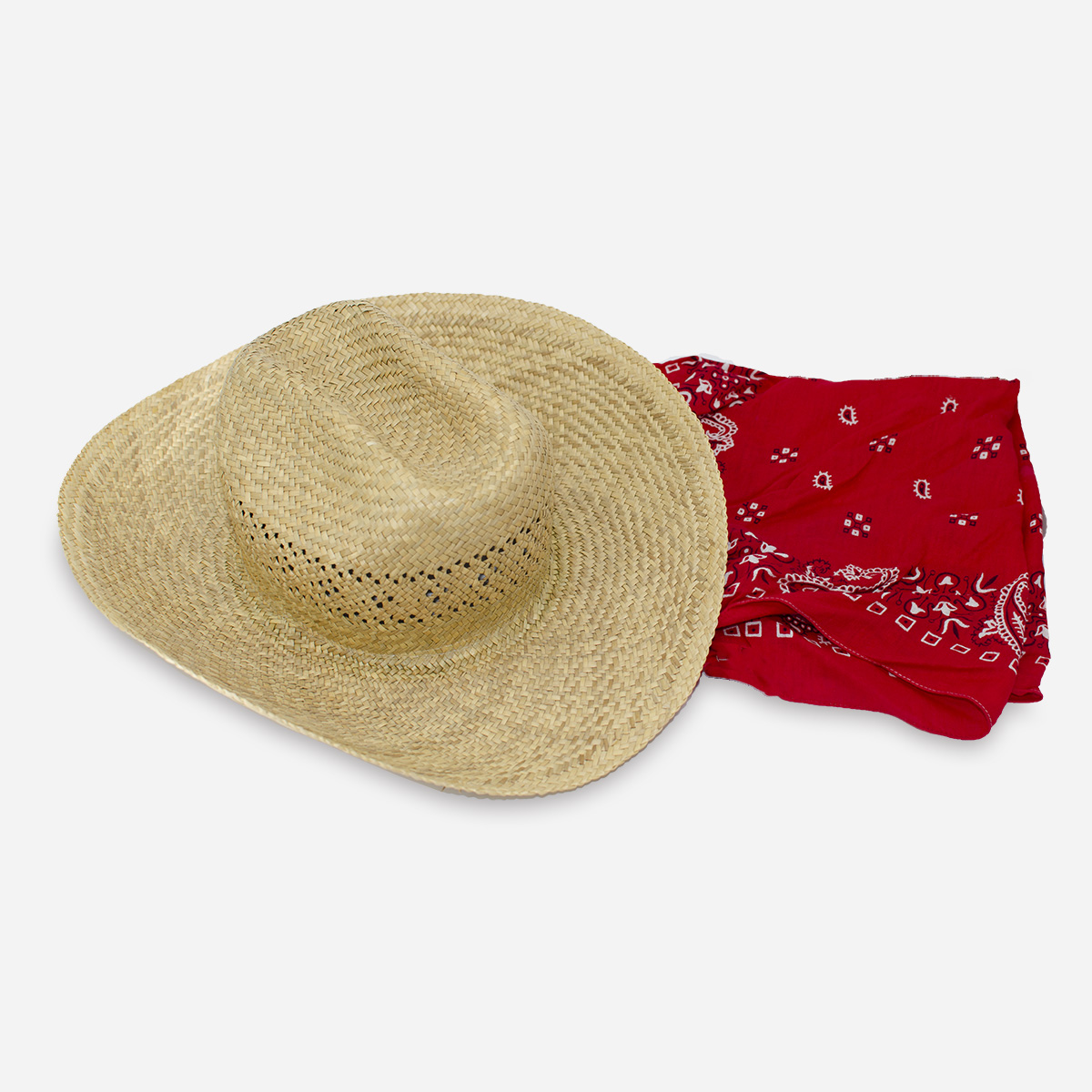 Cowboy hat with red bandana