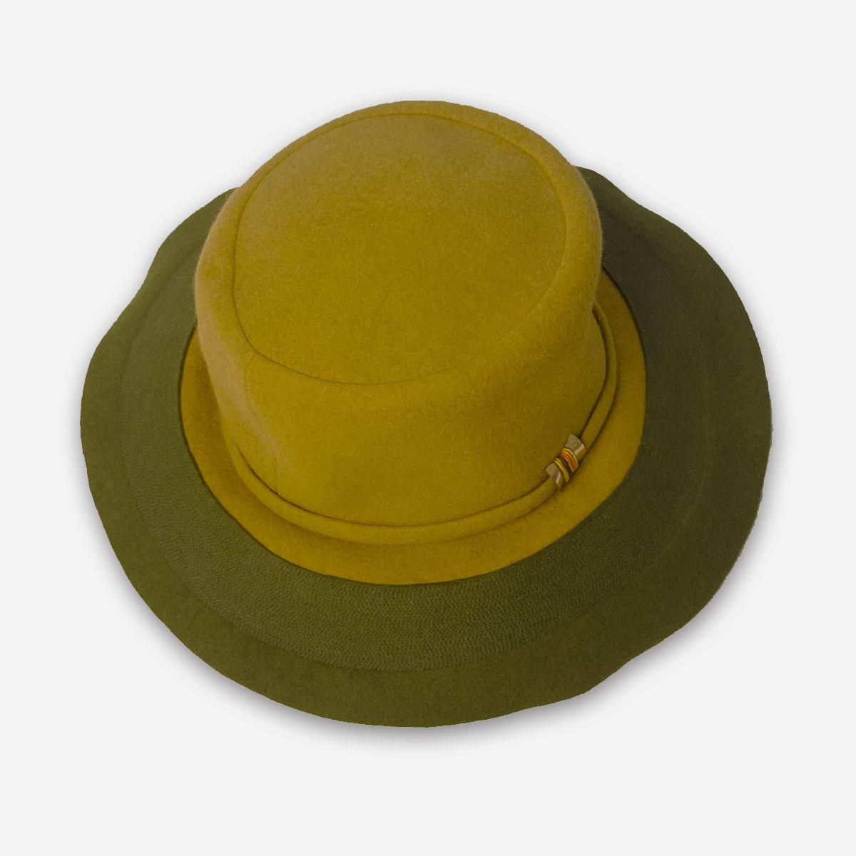 vintage Yellow wide brim hat