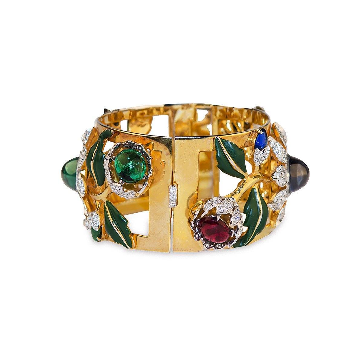 1939 Coro "Carmen Miranda" Rhinestone Gold-Plated Bracelet
