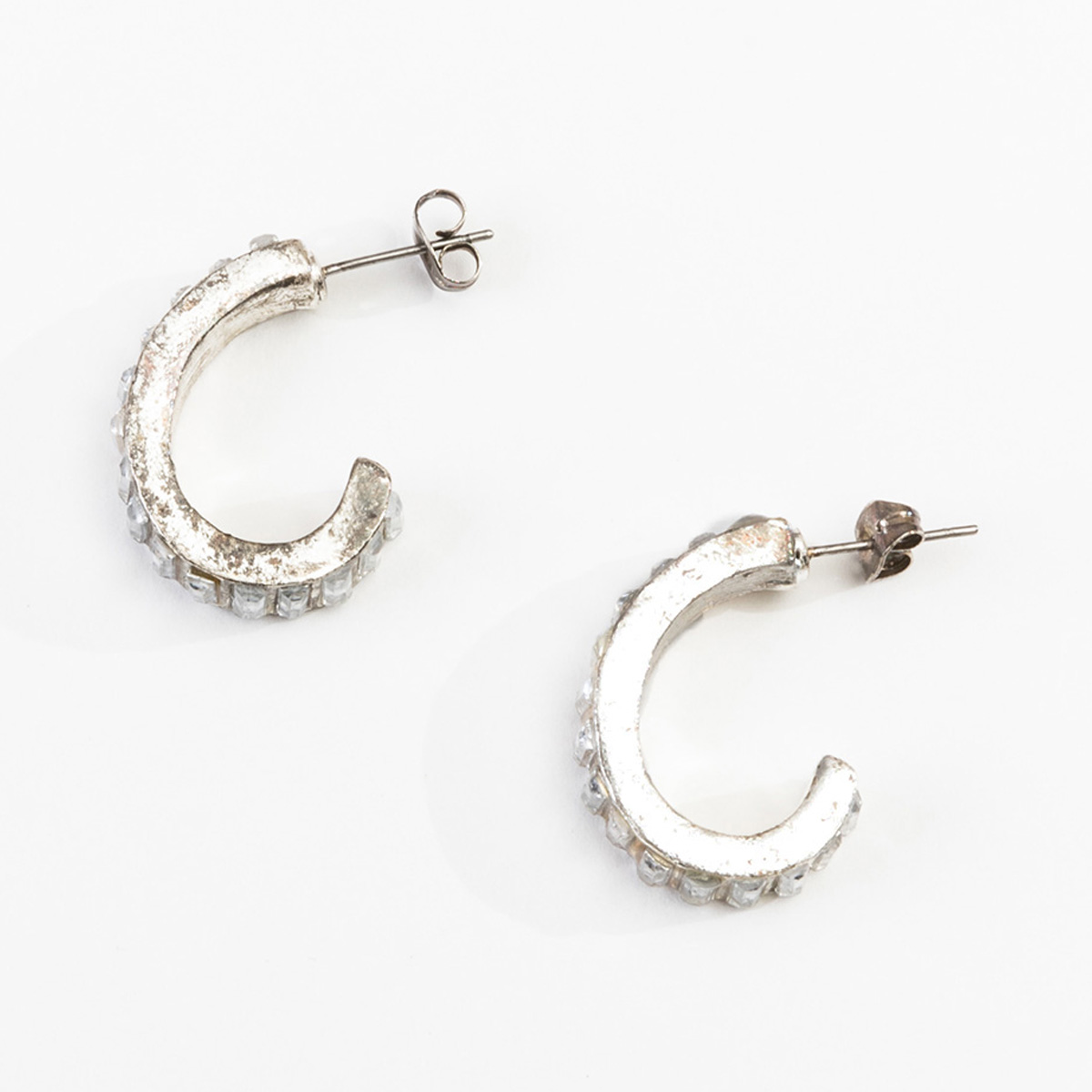 crystal baguette hoop earrings