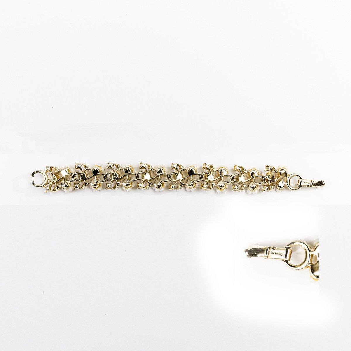 1950s Lisner Set, Necklace, Bracelet & Earrings, White Daisy & Gold Link
