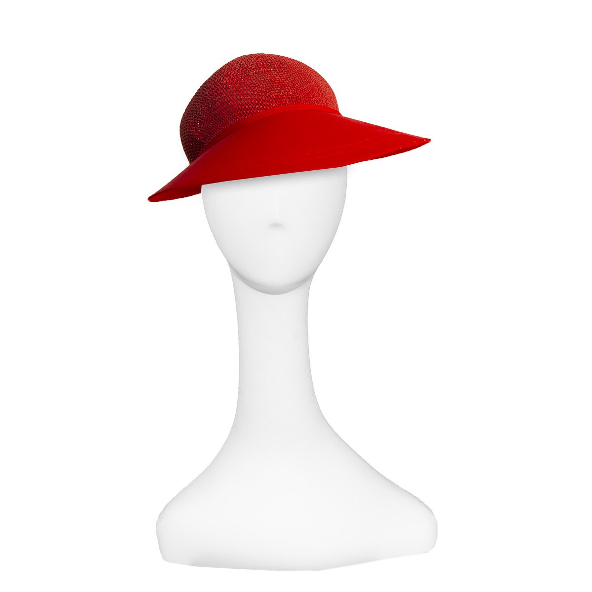 Ladies Red Straw Visor Cap, Fits Most