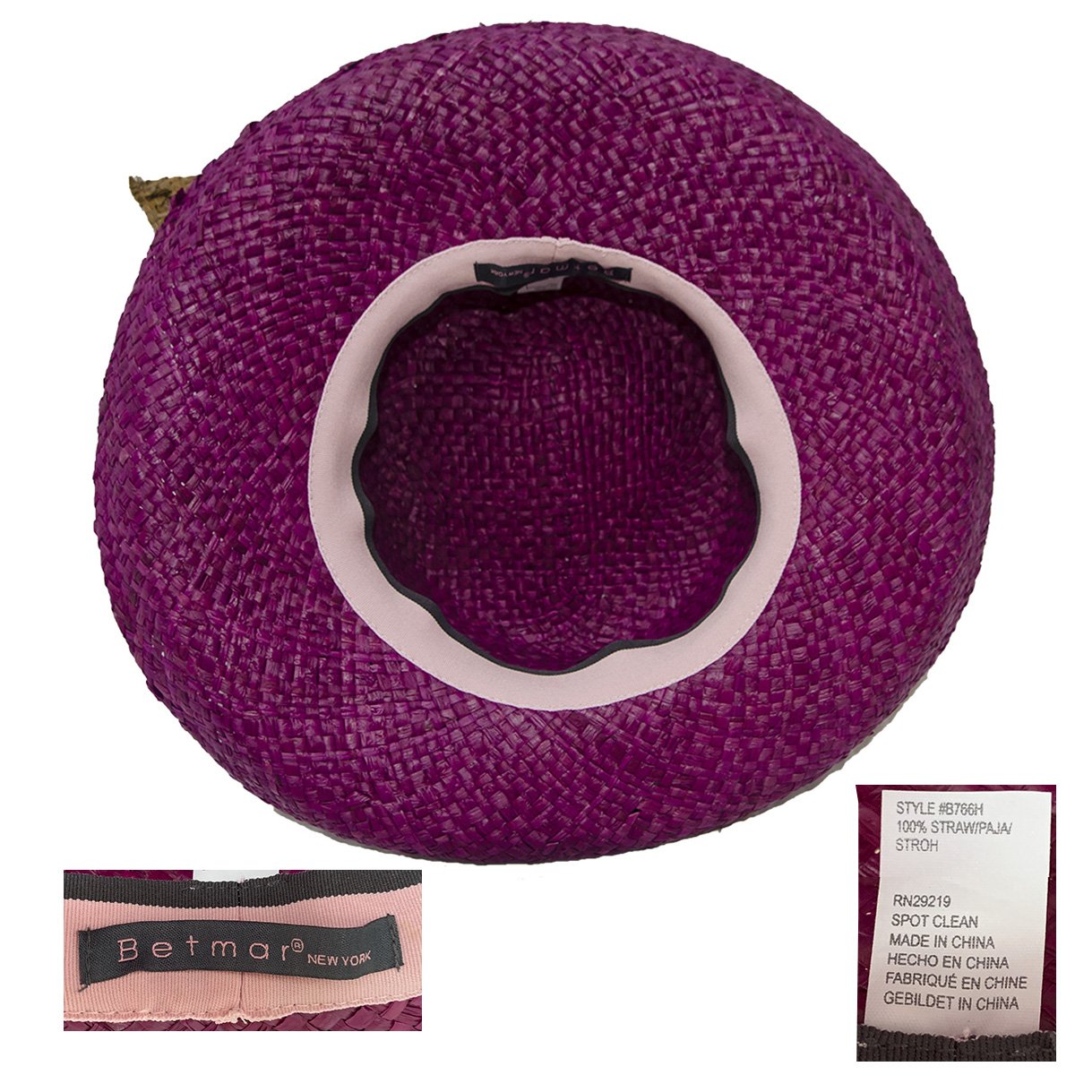 Vintage Betmar Purple Straw Wide Brim Sun Hat