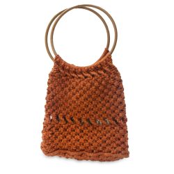 Vintage 70s Macrame Handbag, Dark Orange