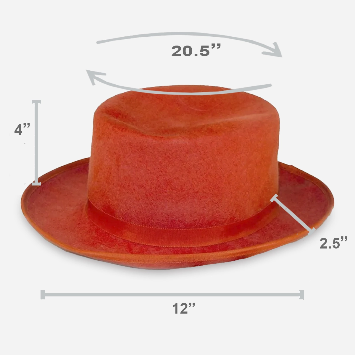 vintage orange wool hat with measurements