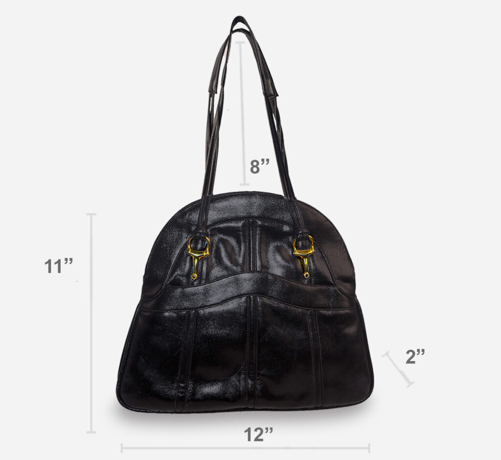 Black handbag sizing