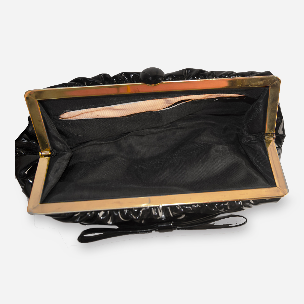 black patent leather handbag