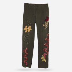Vintage embroidered green pants