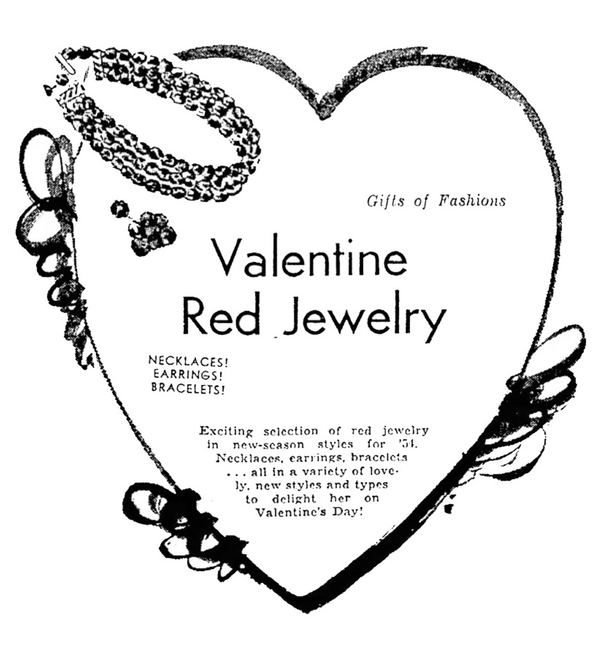 1950s Valentine's day advertisement for bracelets