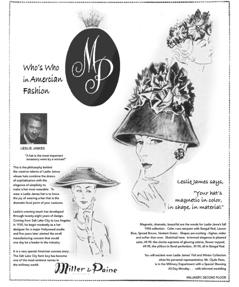 leslie james hat advertisement from 1958
