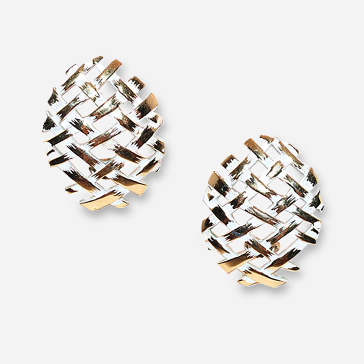 Gold & white clip earrings