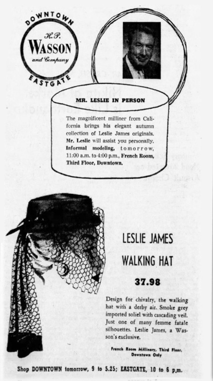 Leslie James hatbox vintage ad