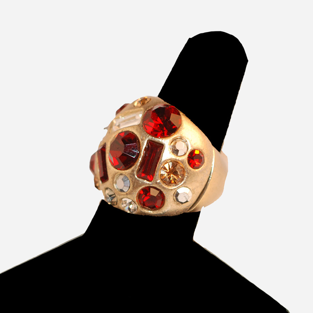 Red Crystal and gold ring