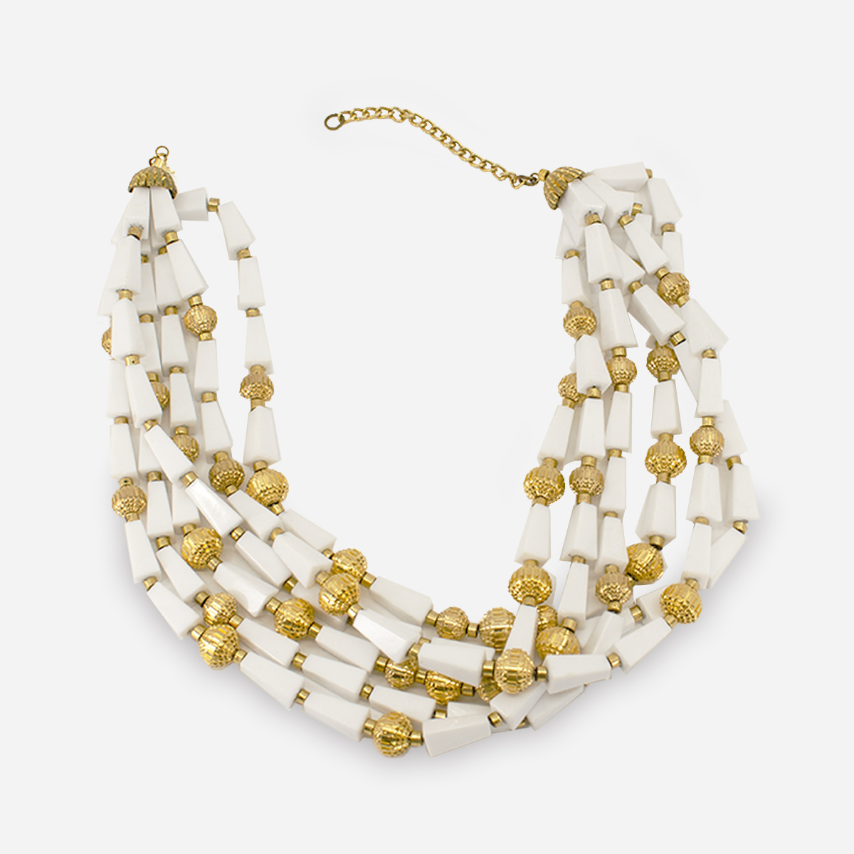 70s multi strand white bead necklace