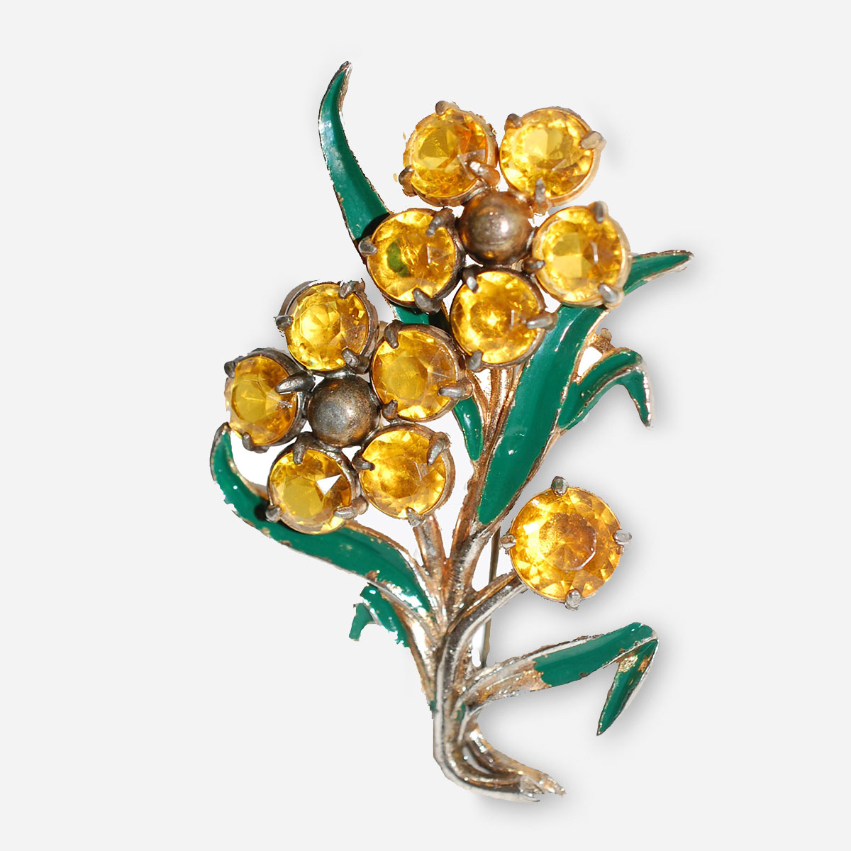 1930s Yellow floral brooch