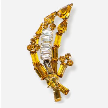 1950s Yellow rhinestone brooch