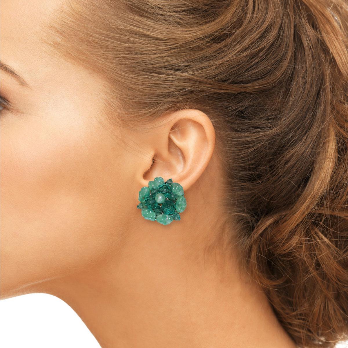 bright green cluster bead earrings